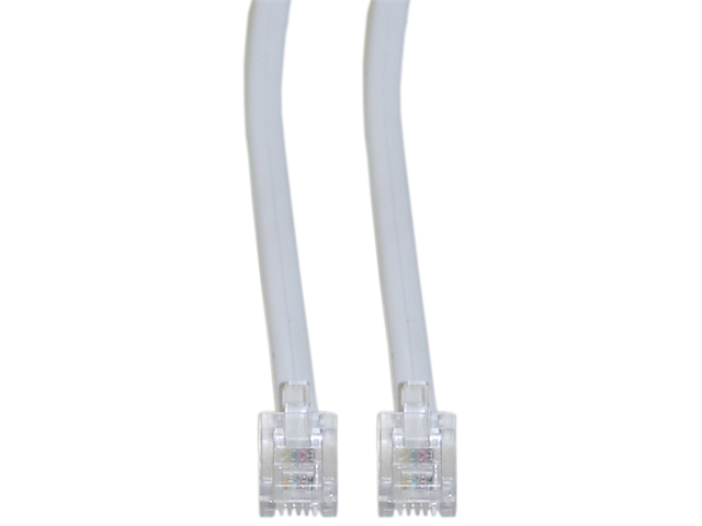 Cable Wholesale Telephone Cord (Voice), RJ11, 6P / 4C, Reverse, 15 foot - White