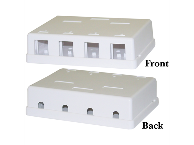 4 Hole Blank Surface Mount Box for Keystone, White