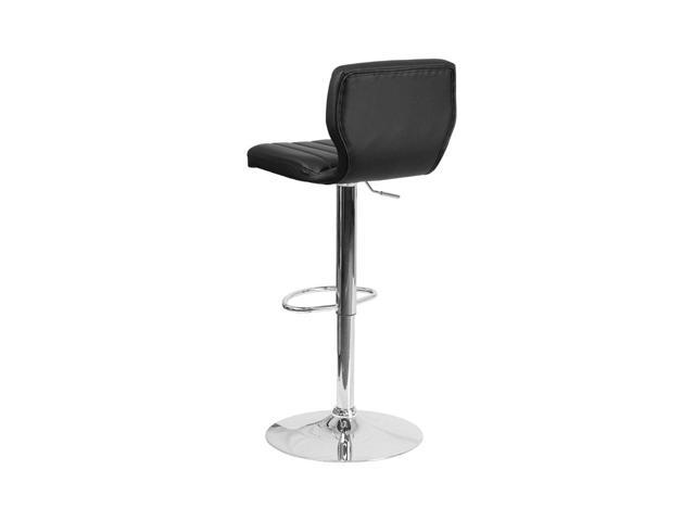 Photos - Chair Flash Furniture Contemporary Black Vinyl Adjustable Height Barstool with Vertical Stitch B 