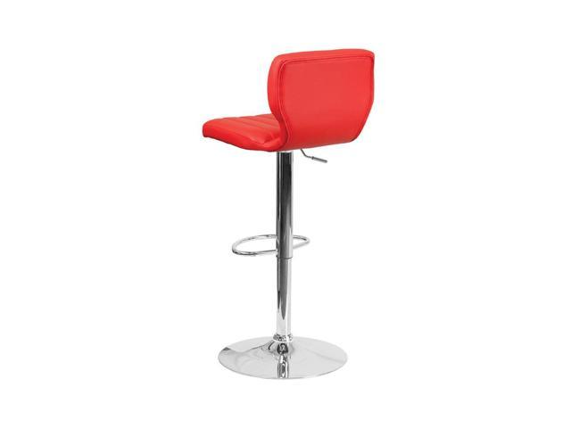 Photos - Chair Flash Furniture Contemporary Red Vinyl Adjustable Height Barstool with Chr 