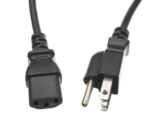 Computer / Monitor Power Cord, NEMA 5-15P to C13, 13 Amp, 16 AWG, 3 foot - Black