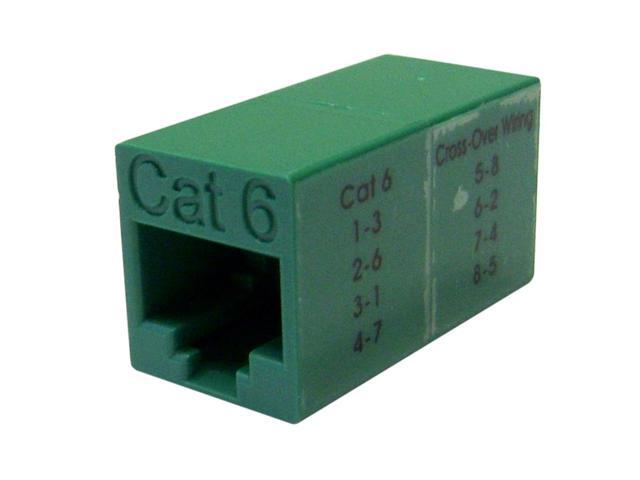 Offex Cat6 Crossover Coupler, Green, RJ45 Female, Unshielded