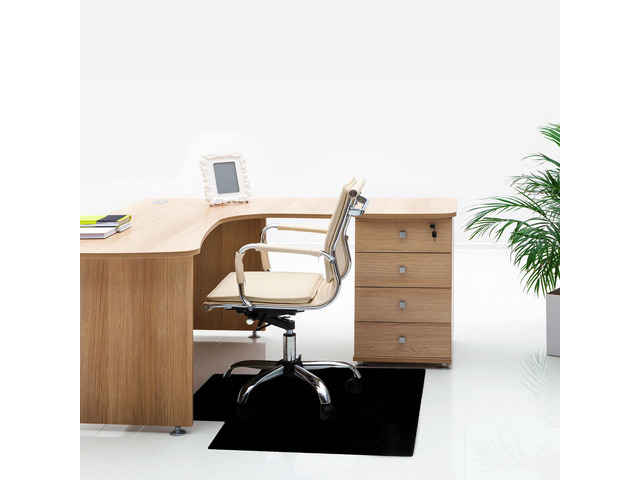 Advantagemat Black Vinyl Lipped Chair Mat for Hard Floor - 36' x 48' FC123648HLBV