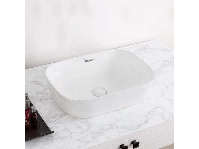 Isabella Plus Collection Rectangular Above Mount Basin with Center Drain - White