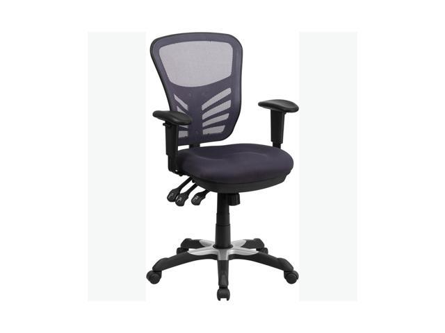 Mid-Back Dark Gray Mesh Swivel Task Chair with Triple Paddle Control