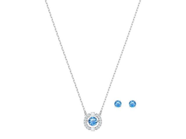 Swarovski Sparkling Dance Set Round Cut - Blue - Rhodium Plated