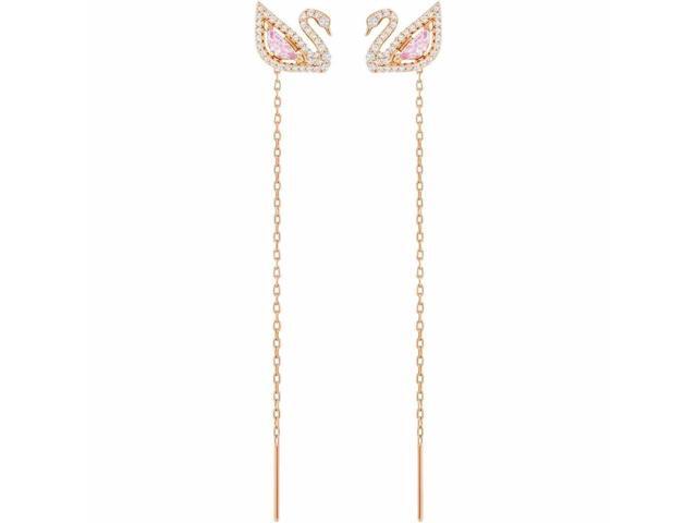 Swarovski Dazzling Swan Drop Earrings Swan - Pink - Rose Gold-Tone Plated