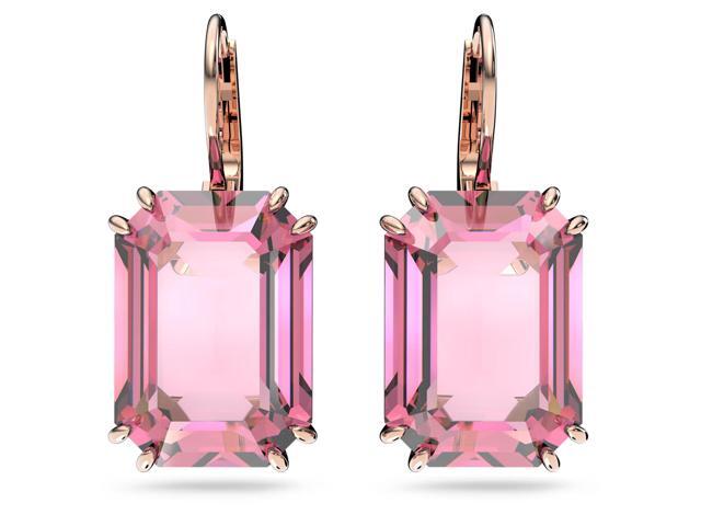 Swarovski Millenia Drop Earrings Octagon Cut - Pink - Rose Gold-Tone Plated