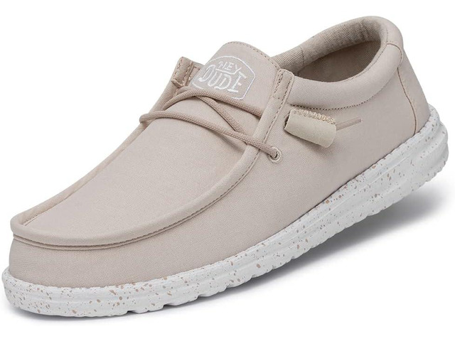 Hey Dude Mens Wally Slub Canvas Loafer - Natural