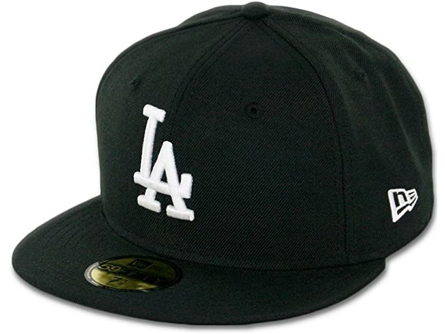 New Era 11591149: Los Angeles Dodgers Basic Black/White 59FIFTY Fitted Cap (7 3/8)