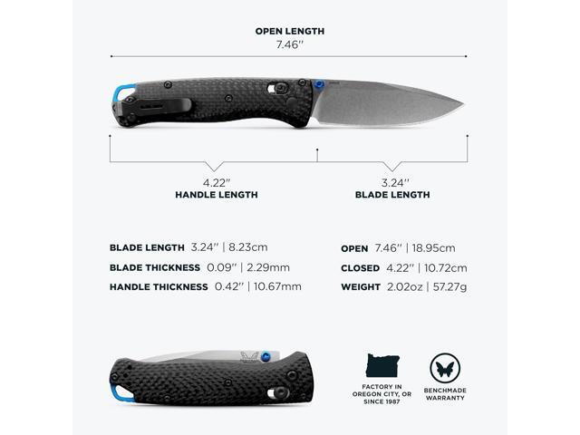 Benchmade Bugout - Carbon Fiber Ultralight Folding Knife - Satin CPM-S90V Super Steel