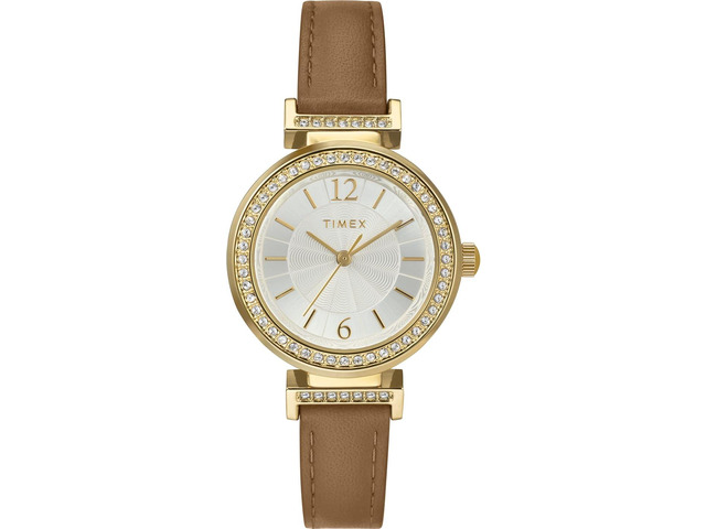 Timex Trend 31mm Brown Leather Gold-Tone Ladies Watch