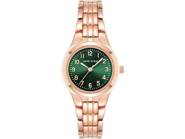 Anne Klein Rose Gold-Tone Green Dial Easy Reader Ladies Watch