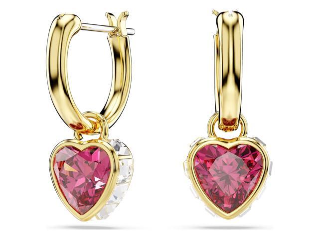 Swarovski Chroma Drop Earrings - Heart - Red - Gold-tone Plated