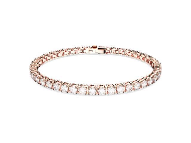 Swarovski Matrix Tennis Bracelet - Round Cut - White - Rose Gold-tone Plated - X-large