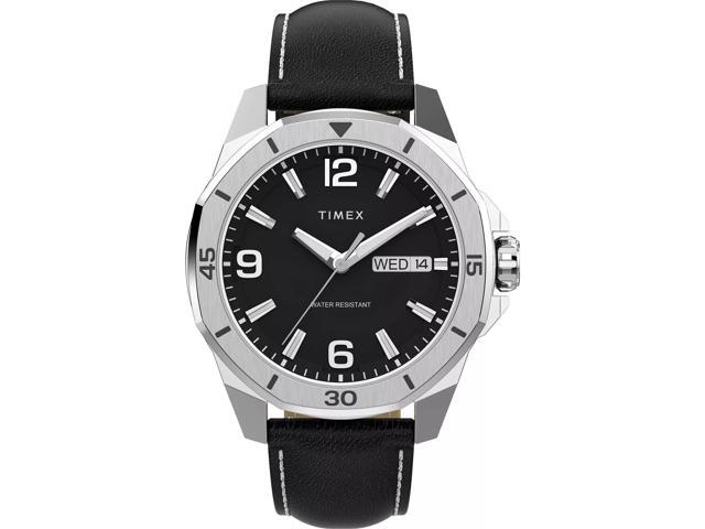 Timex Essex Black Dial Leather Mens Watch