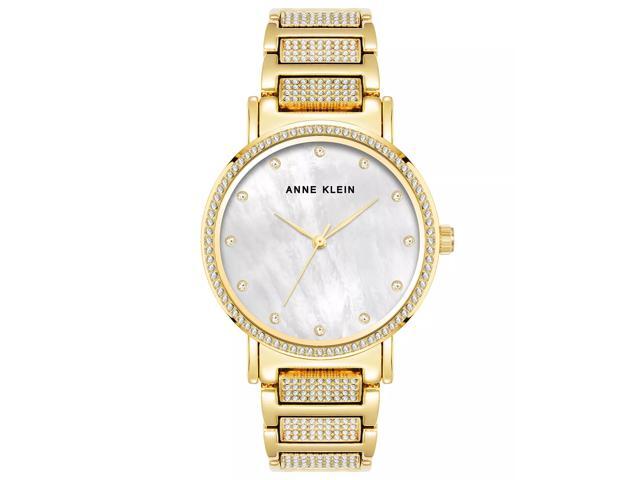 Anne Klein Crystal Bezel and Bracelet White Mother-of-Pearl Ladies Watch AK-4004MPGB
