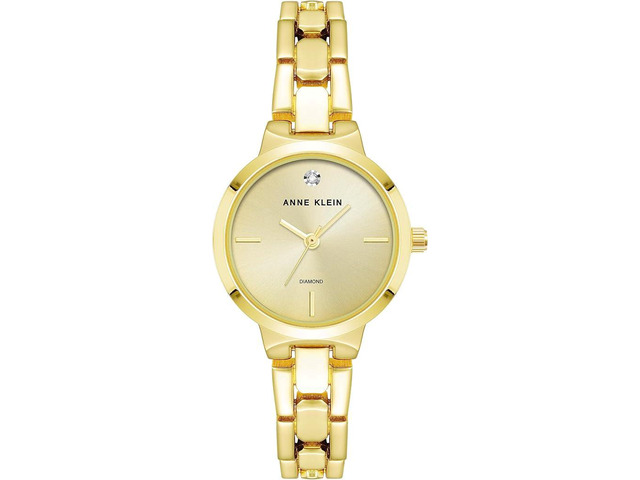 Anne Klein Petite Gold-Tone Diamond Dial Champagne Sunray Ladies Watch AK-4190CHGB