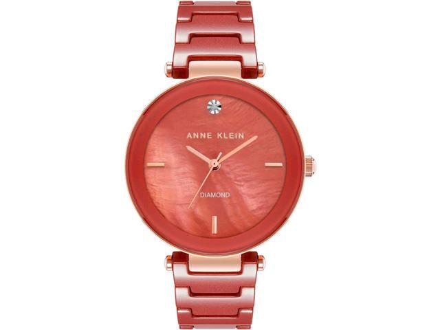 Anne Klein Red Ceramic Bracelet with Diamond Accent Ladies Watch