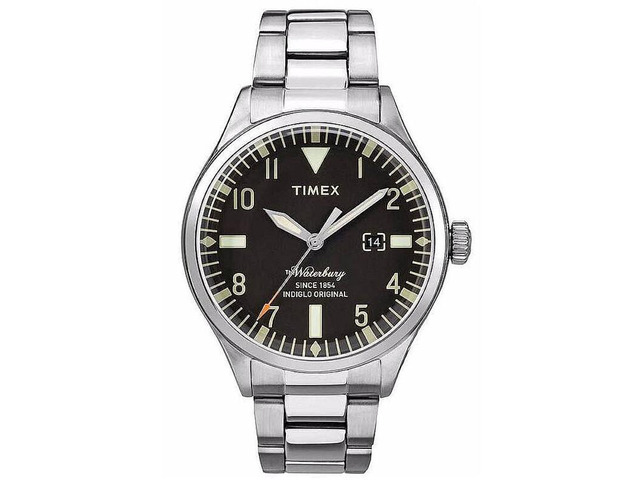 Timex Waterbury Traditional 3-Hand Black Dial Stainless Steel Mens Watch