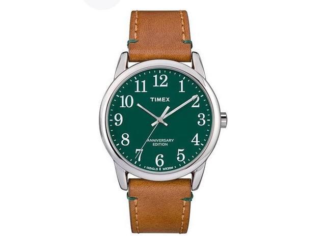 Timex Easy Reader 40th Anniversary 38mm Green Dial Tan Strap Mens Watch