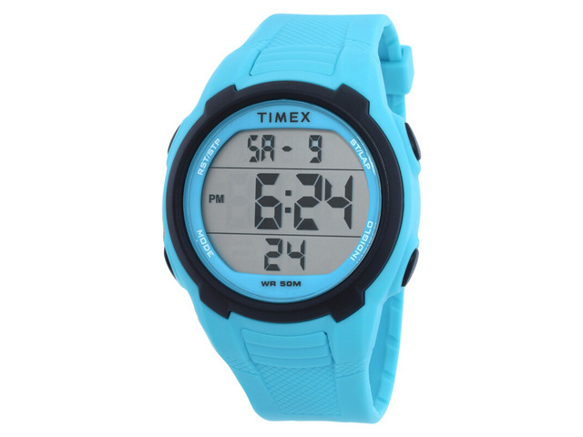 Timex Sport T100 Blue Case Digital Blue Strap Unisex Watch