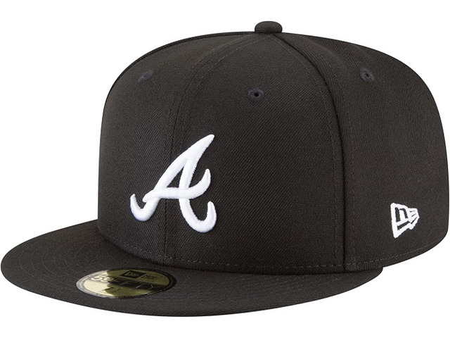 New Era Atlanta Braves MLB Basic 59FIFTY Black and White Fitted Hat Size 7