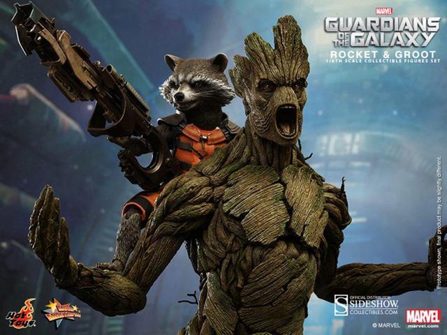 Guardians of the Galaxy Hot Toys 1/6th Scale Action Figure Set Rocket and Groot