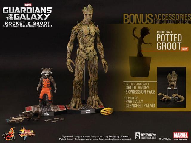 Guardians of the Galaxy Hot Toys 1/6th Scale Action Figure Set Rocket and Groot