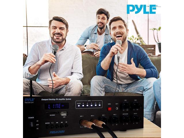 Bluetooth Public Address Amplifier - Compact PA Speaker & Microphone Receiver System with 70V/100V Output, MP3/USB/SD Readers, FM Radio (500 Watt)