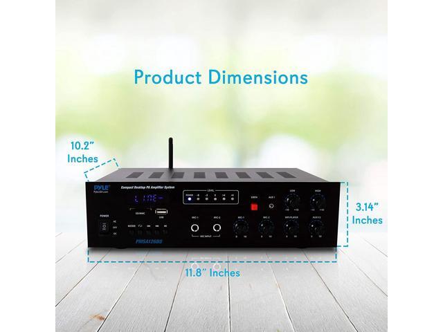 Bluetooth Public Address Amplifier - Compact PA Speaker & Microphone Receiver System with 70V/100V Output, MP3/USB/SD Readers, FM Radio (500 Watt)