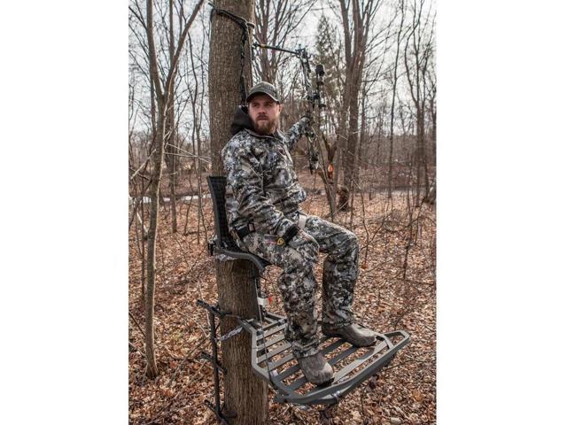 Hawk Helium Kickback LVL Steel Hang-On Tree Stand w/ Leg Extension Footrest