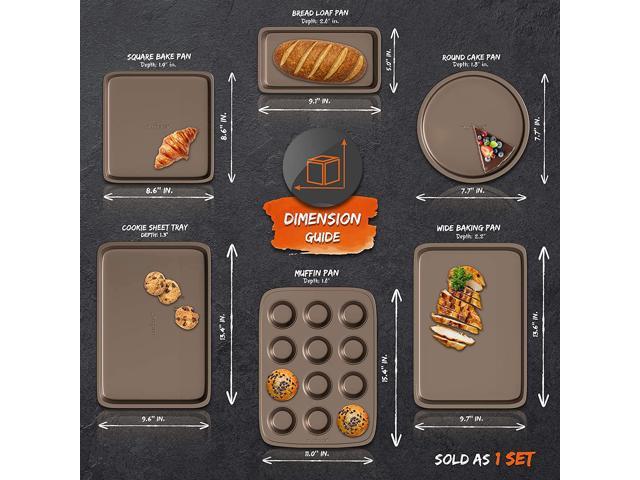 NutriChef Kitchen Oven Non Stick Carbon Steel Tray Sheet 6 Piece Bakeware Set