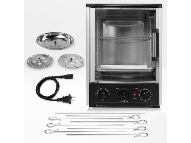 NutriChef PKRT97 Kitchen Countertop Rotisserie Toaster Oven Cooker w/ Rack & Pan