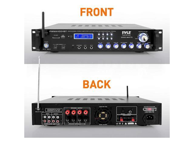 Pyle 3000W 4 Channel Bluetooth Hybrid Preamplifier System w/Microphones & Remote - image 3