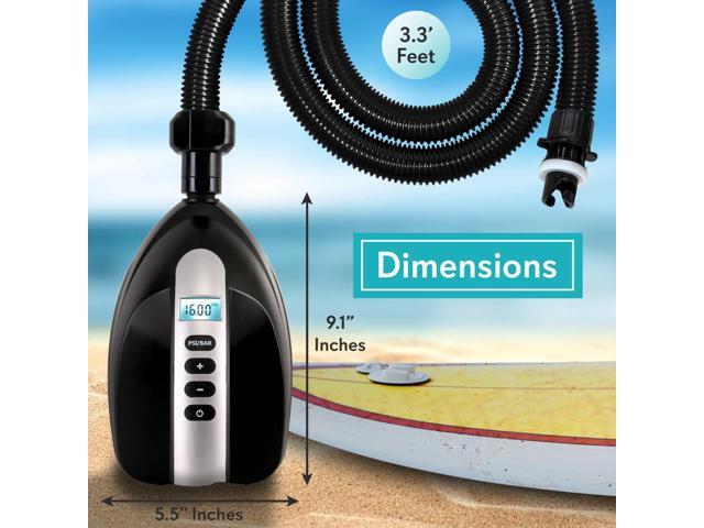 digital electric air pump compressor 110w 12 volt quick air inflator w/lcd, 016 adjustable psi for water sport inflatable sup stand up paddle...