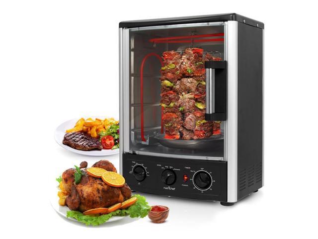NutriChef PKRT97 Kitchen Countertop Rotisserie Toaster Oven Cooker w/ Rack & Pan