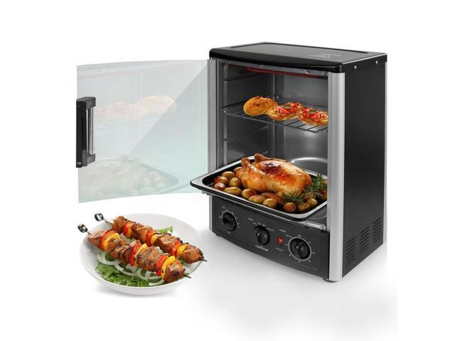 NutriChef PKRT97 Kitchen Countertop Rotisserie Toaster Oven Cooker w/ Rack & Pan