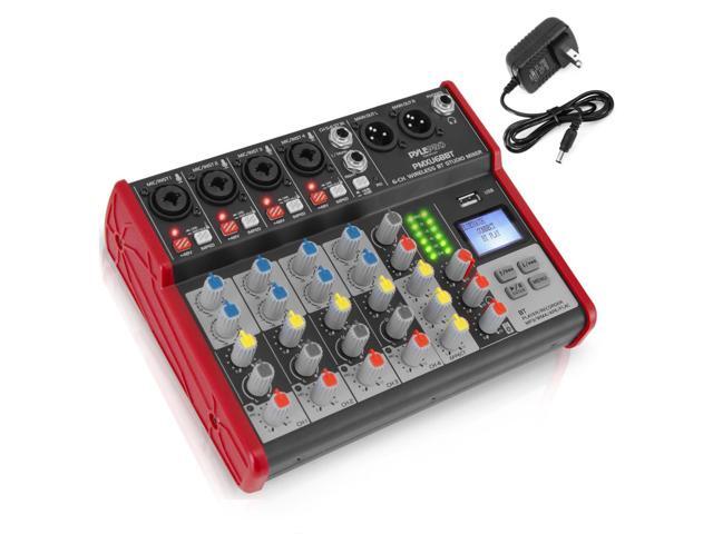 studio audio sound mixer board 6 channel bluetooth compatible professional portable digital dj mixing console w/ usb mixer audio interface mixing...