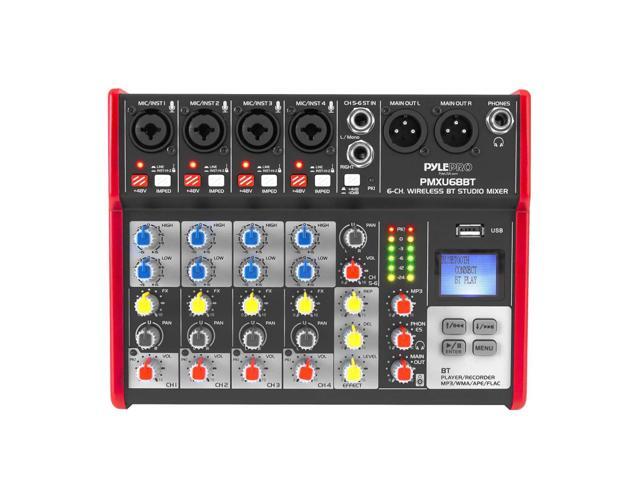 studio audio sound mixer board 6 channel bluetooth compatible professional portable digital dj mixing console w/ usb mixer audio interface mixing...