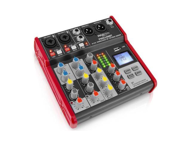 Studio Audio Sound Mixer Board - 4 Channel Bluetooth Compatible Professional Portable Digital Dj Mixing Console w/ USB Mixer Audio Interface -...
