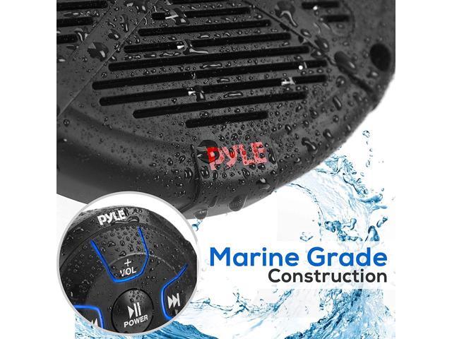 Pyle PLMRKT8 6.5' Marine Speakers with Bluetooth Remote Control, Black (2 Pack)