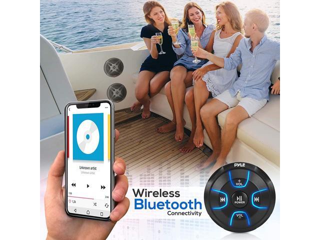 Pyle PLMRKT8 6.5' Marine Speakers with Bluetooth Remote Control, Black (2 Pack)