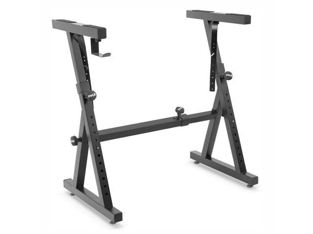 heavy duty folding keyboard stand sturdy reinforced z design w/ adjustable width & height, foam padded arms, digital piano stand, fits 5488 key...