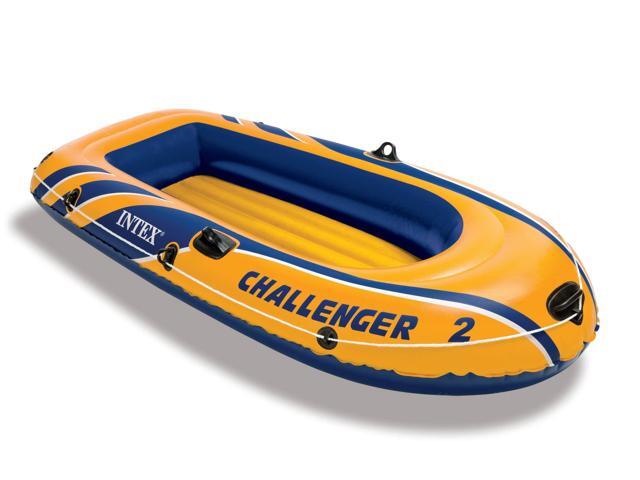 Intex Challenger 2 Inflatable 2 Person Floating Boat Raft Set w/ Oars & Air Pump
