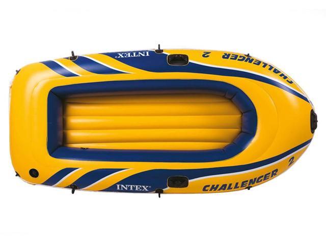 Intex Challenger 2 Inflatable 2 Person Floating Boat Raft Set w/ Oars & Air Pump