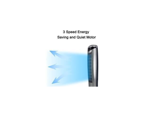 Optimus F-7414 35 Inch 3 Speed Pedestal Tower Fan with Remote Control and LED