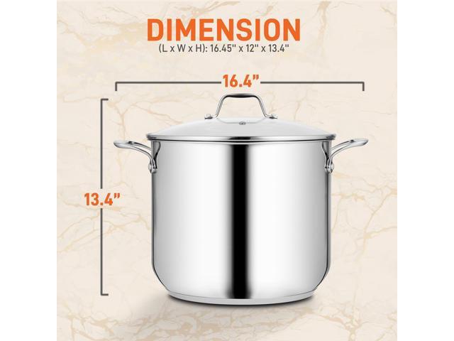 NutriChef Heavy Duty 19 Quart Stainless Steel Soup Stock Pot with Handles & Lid
