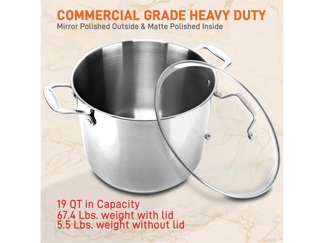 NutriChef Heavy Duty 19 Quart Stainless Steel Soup Stock Pot with Handles & Lid