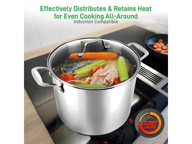 NutriChef Heavy Duty 19 Quart Stainless Steel Soup Stock Pot with Handles & Lid